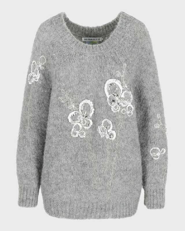 Flower Embroidered Alpaca Wool Sweater